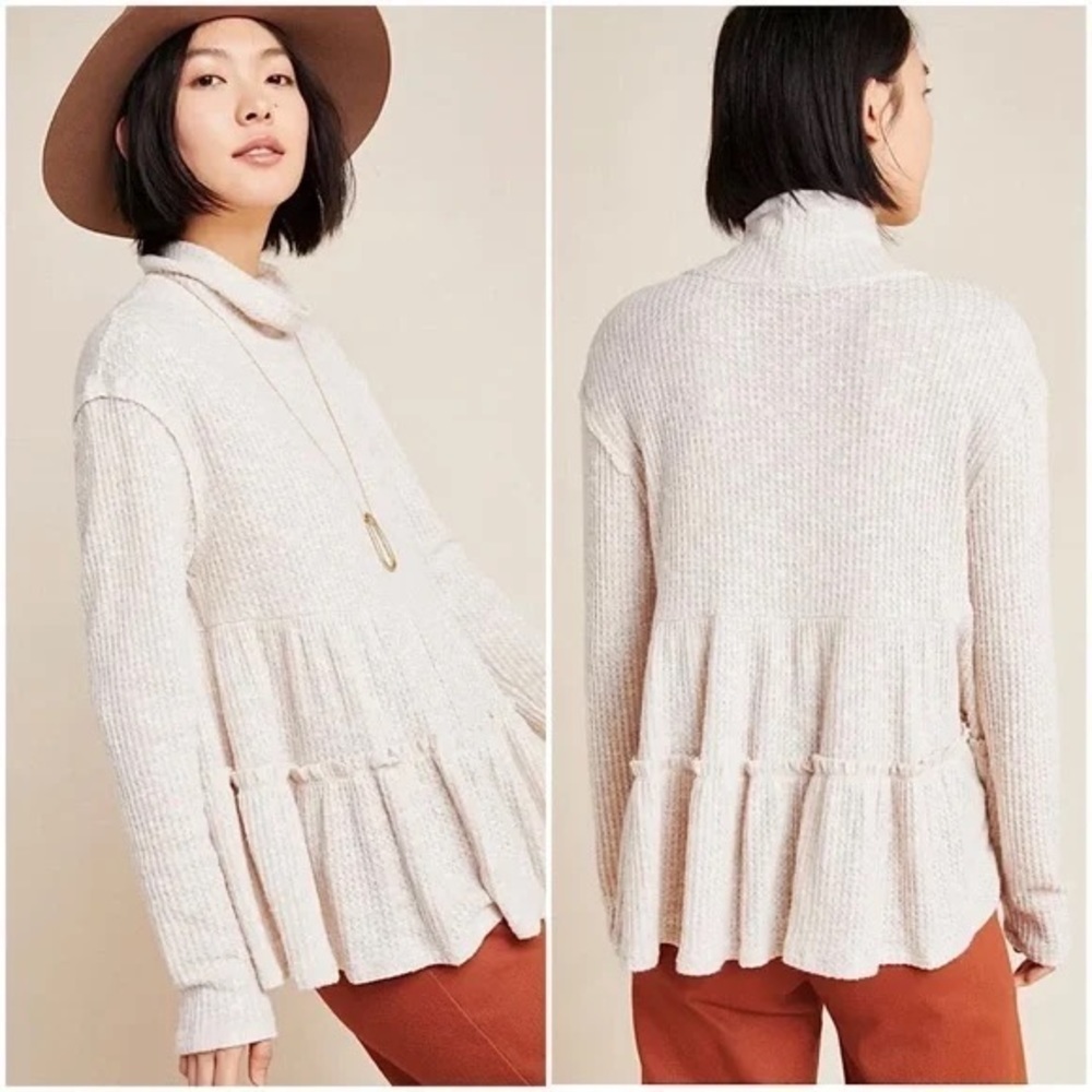 Anthropologie X  Eri & Ali Brontë baby doll top in Ivory / Oatmeal Sz. XS